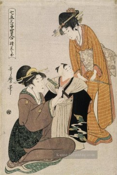  haare - Dressing ein Junge anlässlich seiner ersten lassen seine Haare wachsen Kitagawa Utamaro Japaner